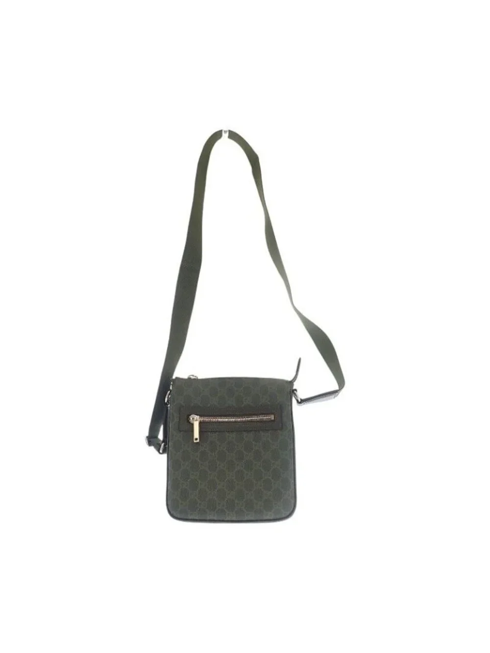 Gucci Small Messenger Bag GG Supreme Canvas Khaki Silver